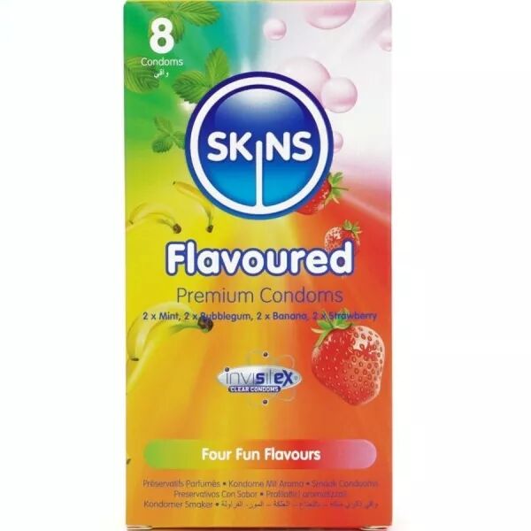 SKINS - PACK DE 8 PR�SERVATIFS PREMIUM MULTI-SAVEURS