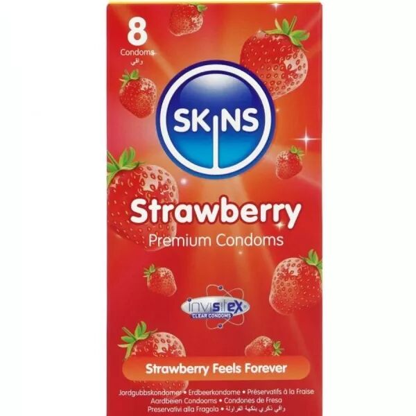 SKINS - PACK DE 8 PR�SERVATIFS PREMIUM FRAISE