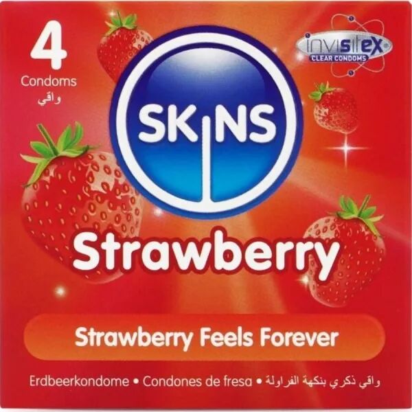 SKINS - PACK DE 4 PR�SERVATIFS PREMIUM FRAISE