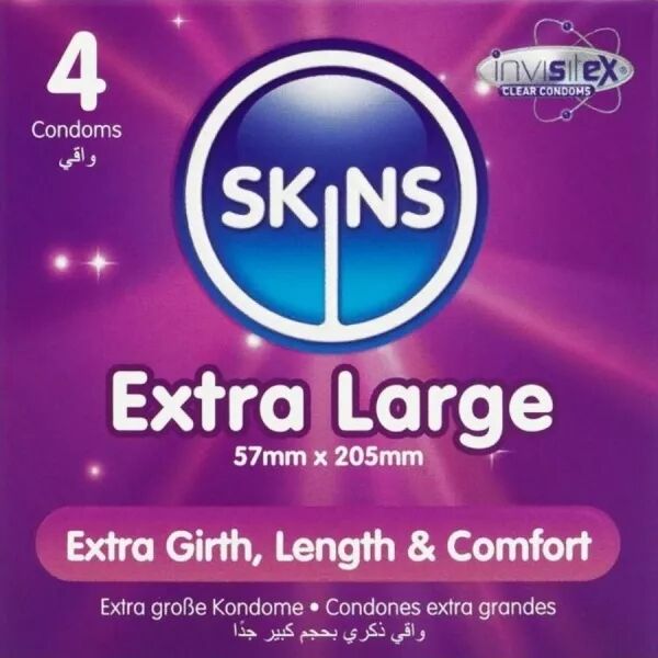 SKINS - PACK DE 4 PR�SERVATIFS EXTRA LARGES PREMIUM