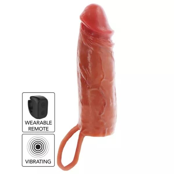GET REAL - MANCHON P�NIS VIBRANT EN SILICONE HYDRATANT CARAMEL 16 CM