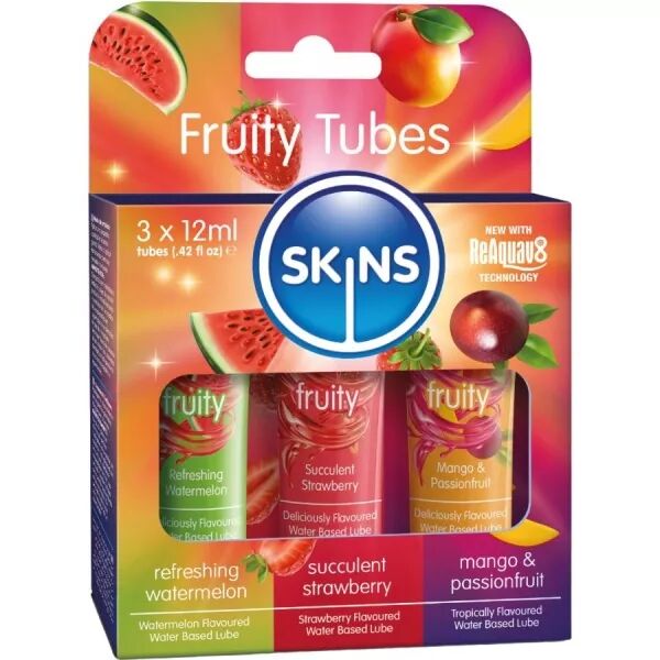 KIT DE LUBRIFIANTS FRUIT�S SKINS - PAST�QUE, FRAISE ET MANGUE 3 x 12 ML