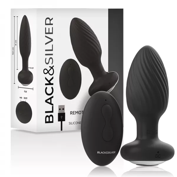 BLACK&SILVER - T�L�COMMANDE DU ROTATEUR ANAL EN SILICONE WELLS PLUG