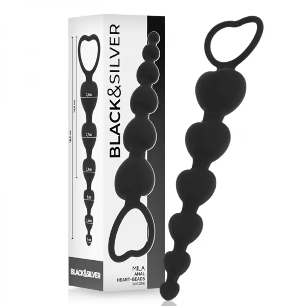 BLACK&SILVER - CHA�NE DE COEURS ANAL MILA 18 CM