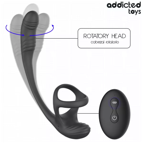 ADDICTED TOYS - PLUG ANAL AVEC VIBRATION, ONDULATION � 360� ET STIMULATEUR DE TESTICULES