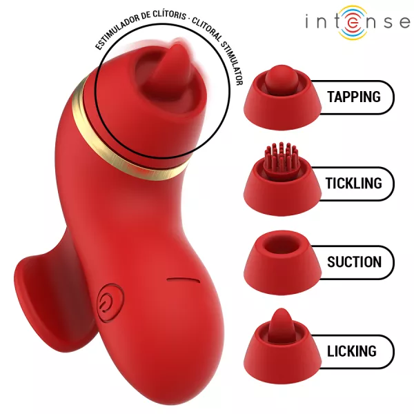 INTENSE - PATTY STIMULATEUR AVEC 4 T�TES : SUCCION, TAPOTER, GRIFFER ET L�CHER