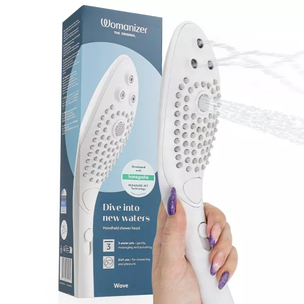 WOMANIZER - POMMEAU DE DOUCHE STIMULANT CLITORIAL WAVE BLANC