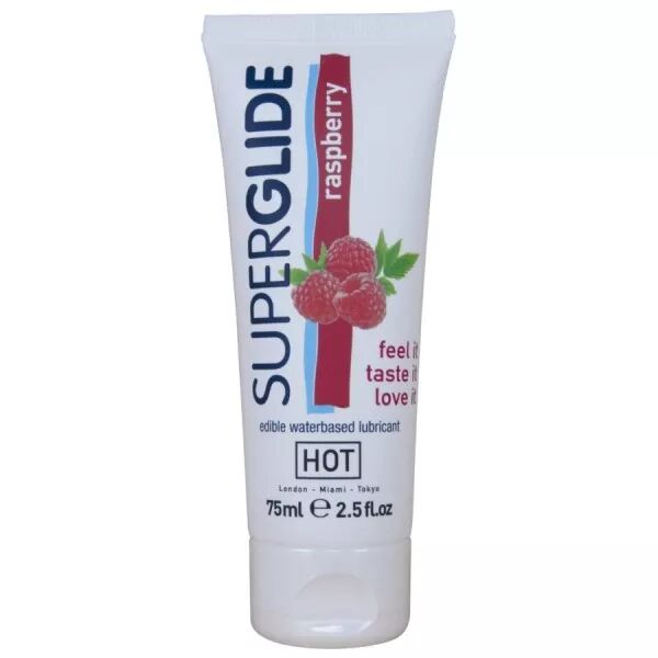 HOT - SUPERGLIDE LUBRIFIANT COMESTIBLE � BASE D'EAU FRAMBOISE 75 ML