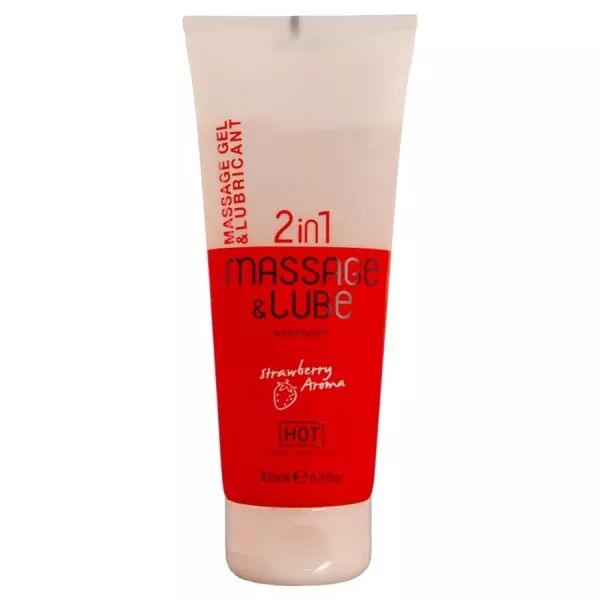HOT - GEL DE MASSAGE ET DE GLISSE 2 EN 1 � LA FRAISE 200 ML