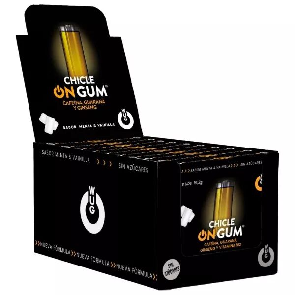 WUG GUM - ON � LA CAF�INE, AU GINSENG ET � LA GOMME DE GUARANA | PR�SENTOIR 12 X 8 UNIT�S