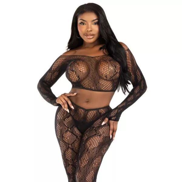 LEG AVENUE - 89373 HAUT COURT EN PYTHON ET COLLANTS SANS PIEDS NOIRS - TAILLE UNIQUE