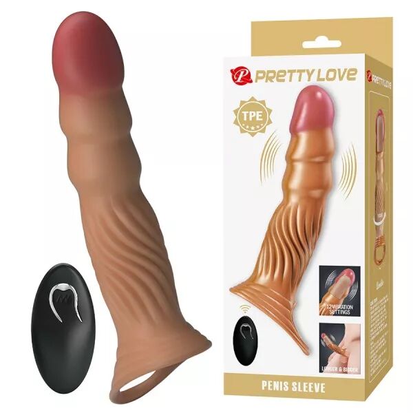 PRETTY LOVE - MANCHON P�NIS TEXTUR� AVEC VIBRATION ET T�L�COMMANDE