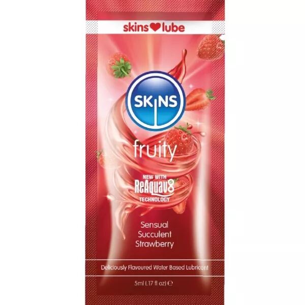 SKINS - LUBRIFIANT FRUIT� � BASE D'EAU FRAISE DOSE UNIQUE 5 ML