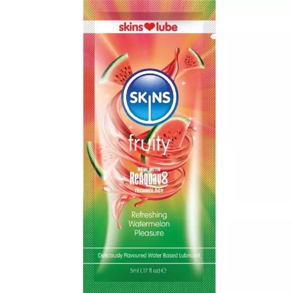 SKINS - LUBRIFIANT FRUIT� � BASE D'EAU PARFUM PAST�QUE DOSE UNIQUE 5 ML