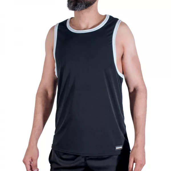 MACHO - CMV004 T-SHIRT DE SPORT NOIR TAILLE S/M