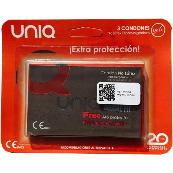 UNIQ - PR�SERVATIFS SANS LATEX SECURE FIT 3 UNIT�S