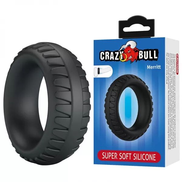 CRAZY BULL - MERRITT ANNEAU P�NAL EN SILICONE TEXTUR� NOIR
