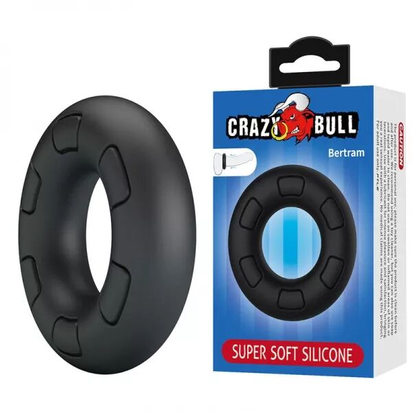 CRAZY BULL - ANNEAU P�NAL EN SILICONE SUPER DOUX BERTRAM NOIR