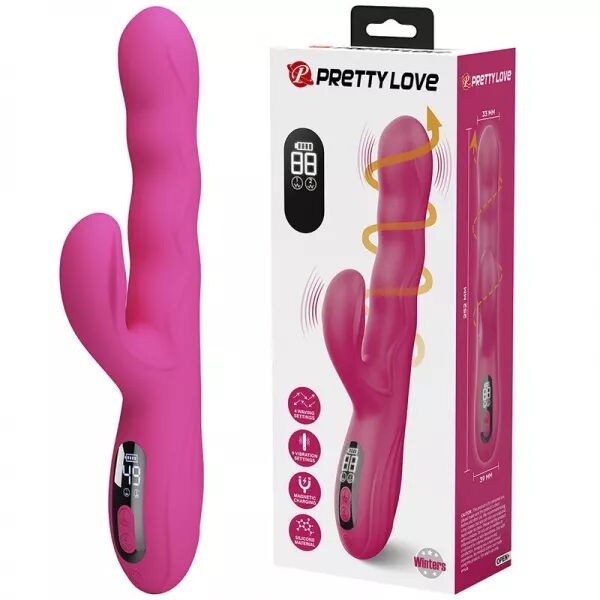 PRETTY LOVE - VIBRATEUR LAPIN MULTIFONCTION WINTERS AVEC AFFICHAGE LED ROSE