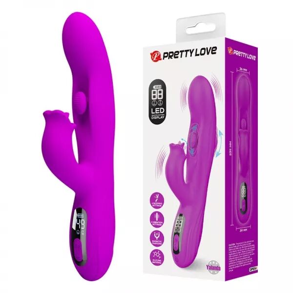 PRETTY LOVE - VIBRATEUR OSCILLANT LAPIN YALANDA AVEC AFFICHAGE LED VIOLET