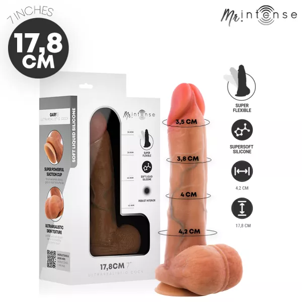 MR INTENSE - GARY S P�NIS EN SILICONE ULTRA-R�ALISTE AVEC TESTICULES 17,8 CM -�- 4,2 CM
