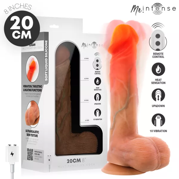 MR INTENSE - LOGAN VIBRATEUR GODEMICHET EN SILICONE AVEC EFFET CHAUFFANT ET T�L�COMMANDE 20 CM -�- 4,1 CM
