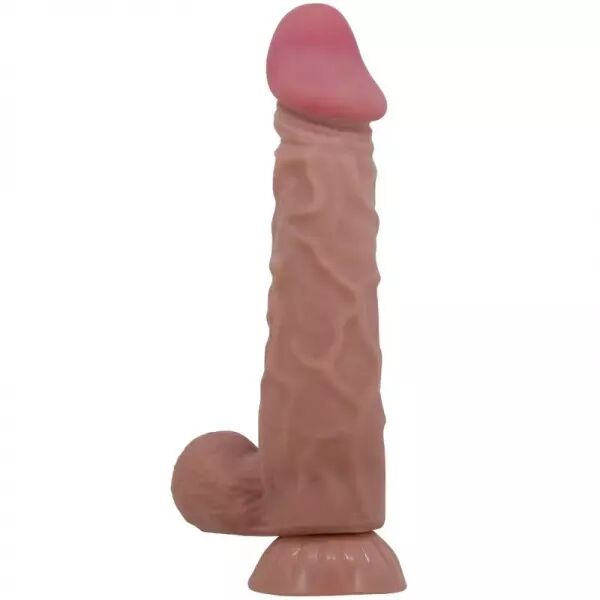 PRETTY LOVE - S�RIE SLIDING SKIN GODE R�ALISTE AVEC VENTOUSE SLIDING SKIN MARRON 24 CM