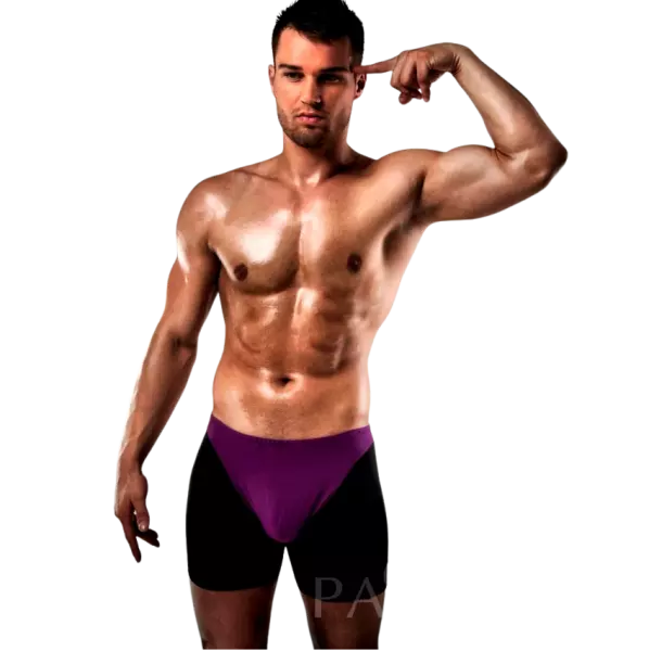 PASSION - BOXER 009 LILAS/NOIR LINGERIE �ROTIQUE S/M