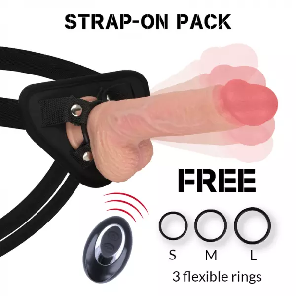 ROCKARMY - HARNAIS + VIBRATEUR SILICONE LIQUIDE PREMIUM T�L�COMMANDE APACHE 22CM