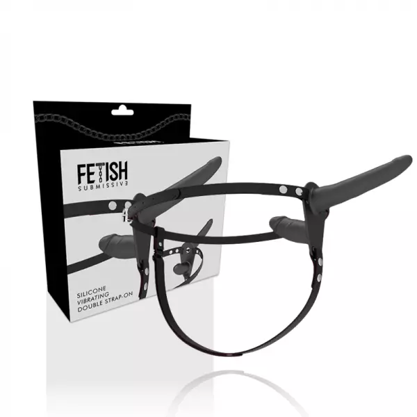 FETISH SUBMISSIVE HARNESS - VIBRATEUR NOIR DOUBLE P�N�TRATION