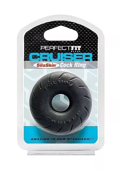 PERFECT FIT BRAND - BAGUE CRUISER EN SILASKIN FAT BOY NOIR