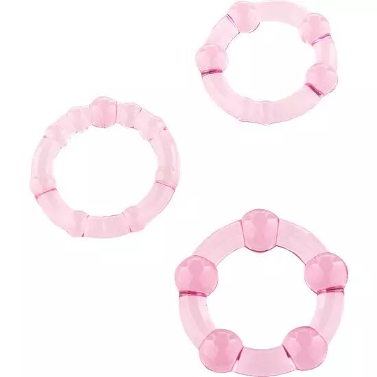 SEVEN CREATIONS - ENSEMBLE DE TROIS ANNEAUX P�NIS ROSE