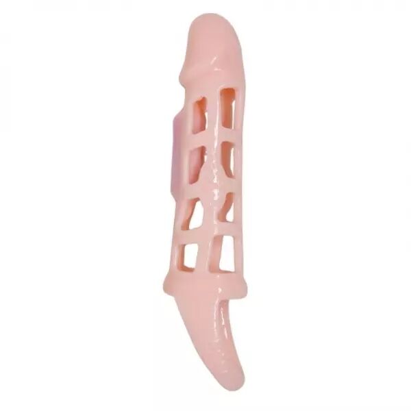 BAILE - COUVERTURE DEXTENSION DE P�NIS AVEC VIBRATION ET SANGLE NATURELLE 13,5 CM
