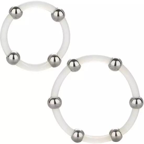 CALIFORNIA EXOTICS - ENSEMBLE DE BAGUES EN SILICONE PERL�ES EN ACIER