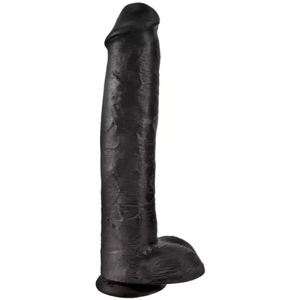 KING COCK - P�NIS R�ALISTE AVEC BOULES 34.2 CM NOIR