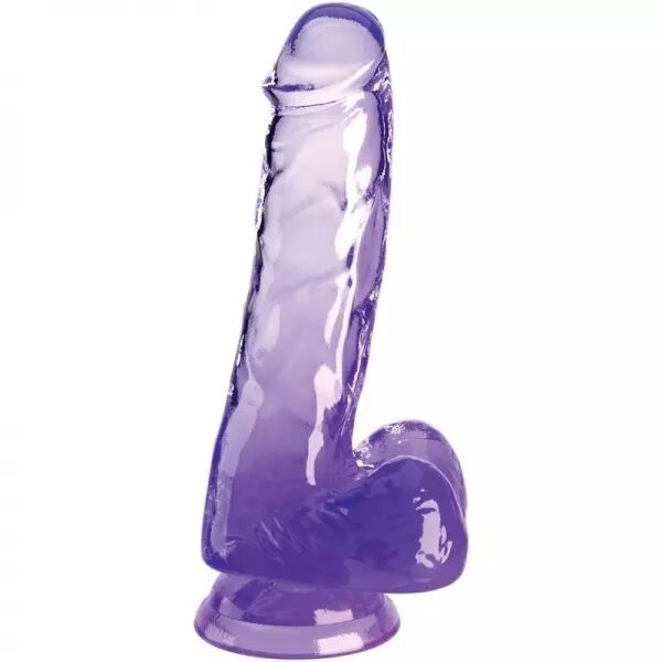 KING COCK - CLEAR P�NIS R�ALISTE AVEC BOULES 13.5 CM VIOLET