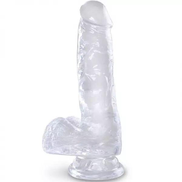 KING COCK - CLEAR P�NIS R�ALISTE AVEC BOULES 13.5 CM TRANSPARENT