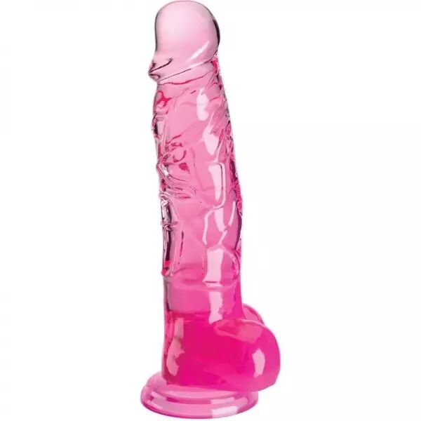 KING COCK - CLEAR P�NIS R�ALISTE AVEC BOULES 16.5 CM ROSE