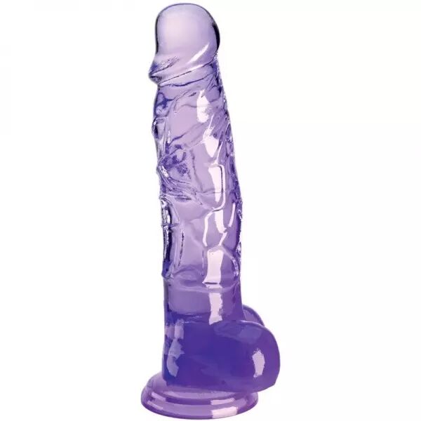 KING COCK - CLEAR P�NIS R�ALISTE AVEC BOULES 16.5 CM VIOLET