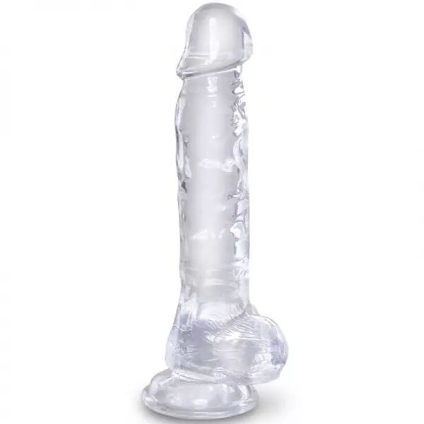 KING COCK - CLEAR P�NIS R�ALISTE AVEC BOULES 16.5 CM TRANSPARENT