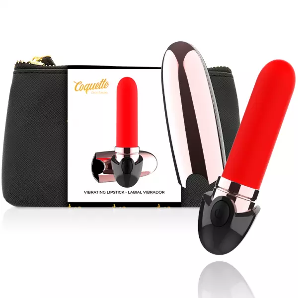 COQUETTE TOYS - VIBRATEUR RECHARGEABLE ROUGE A L�VRES NOIR/ OR