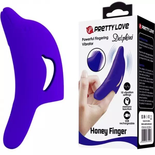 PRETTY LOVE - PUISSANT STIMULATEUR DE DOIGTS BLEU FONC� DELPHINI