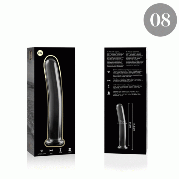 NEBULA SERIES BY IBIZA - MOD�LE 8 GODE EN VERRE BOROSILICATE 14,5 X 2 CM CLAIR