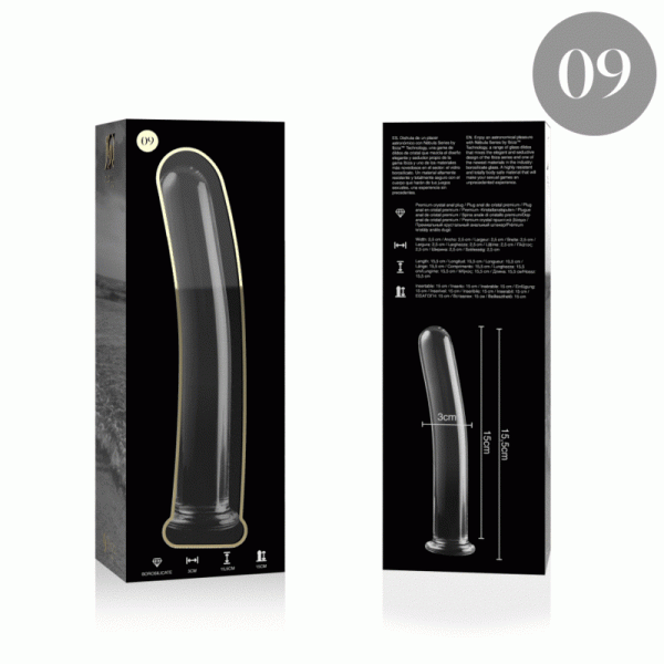 NEBULA SERIES BY IBIZA - MOD�LE 9 GODE EN VERRE BOROSILICATE 15,5 X 2,5 CM CLAIR