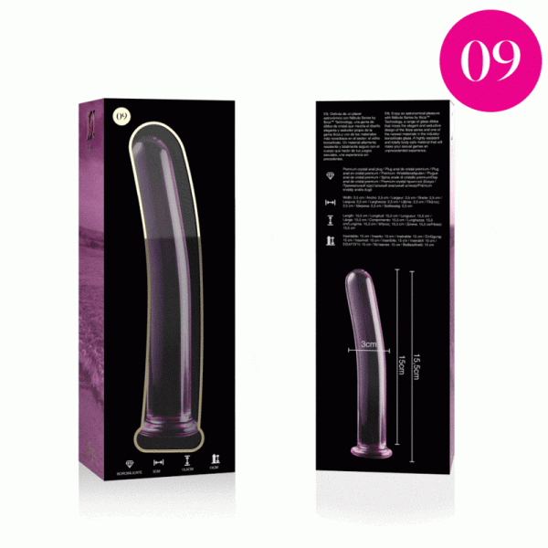 NEBULA SERIES BY IBIZA - MOD�LE 9 GODE EN VERRE BOROSILICATE 15,5 X 2,5 CM ROSE