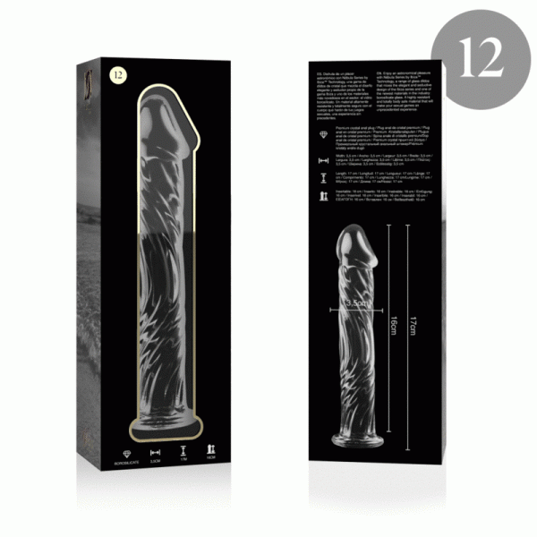 NEBULA SERIES BY IBIZA - MOD�LE 12 GODE EN VERRE BOROSILICATE 17 X 3,5 CM CLAIR