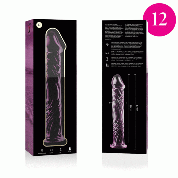 NEBULA SERIES BY IBIZA - MOD�LE 12 GODE EN VERRE BOROSILICATE 17 X 3,5 CM ROSE