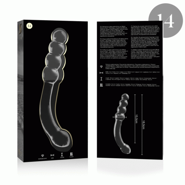 NEBULA SERIES BY IBIZA - MOD�LE 14 GODE EN VERRE BOROSILICATE 18,5 X 3 CM CLAIR