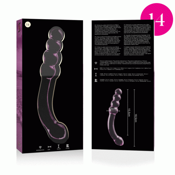 NEBULA SERIES BY IBIZA - MOD�LE 14 GODE EN VERRE BOROSILICATE 18,5 X 3 CM ROSE