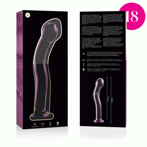 NEBULA SERIES BY IBIZA - MOD�LE 18 GODE EN VERRE BOROSILICATE 18,5 X 3,5 CM ROSE